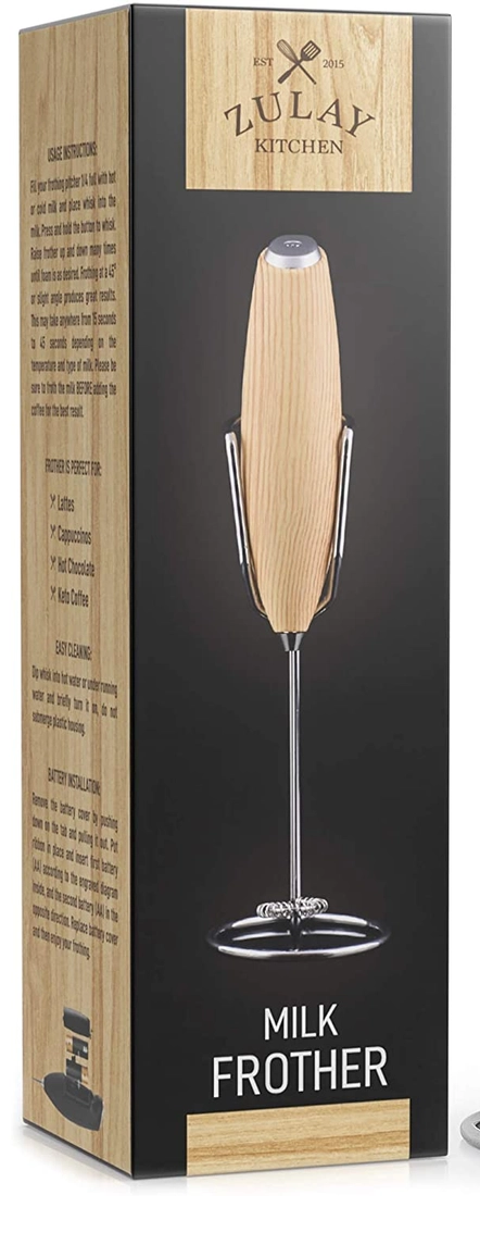 Zulay Milk Handheld Frother With Upgraded Holster Stand