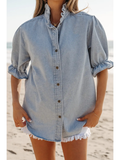Lizzie Ruffle Sleeve Denim Shirt