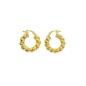 18K Gold 30mm Twisted Tube Earrings