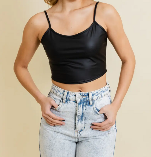 Faux Leather Crop Cami