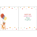 Birthday Greeting Card - 3 Dogs + Balloons