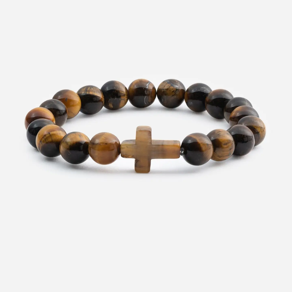 Tiger Eye Cross Bracelet