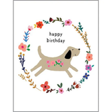 Wreath Dog Happy Birthday Greeting Card