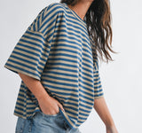 Tan + Blue Boyfriend Tee