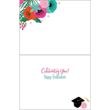 Grad Cap + Flowers Graduation Greeting Card