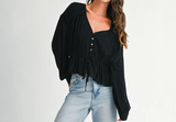 Mandy Button Peplum Blouse