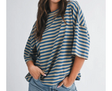 Tan + Blue Boyfriend Tee