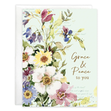 Scripture Greeting Card : Yellow+ Purple Flowers