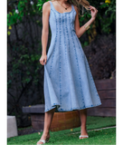 Again and Again Paneled Denim Dress