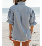 Lizzie Ruffle Sleeve Denim Shirt