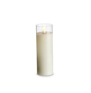 2x7 Clear Glass Ivory Pillar Candle