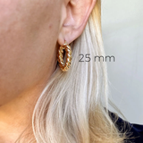 18K Gold 25mm Twisted Tube Earrings