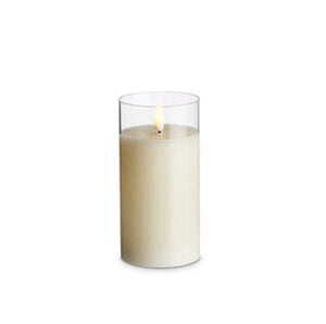 3x6 Clear Glass Ivory Pillar Candle