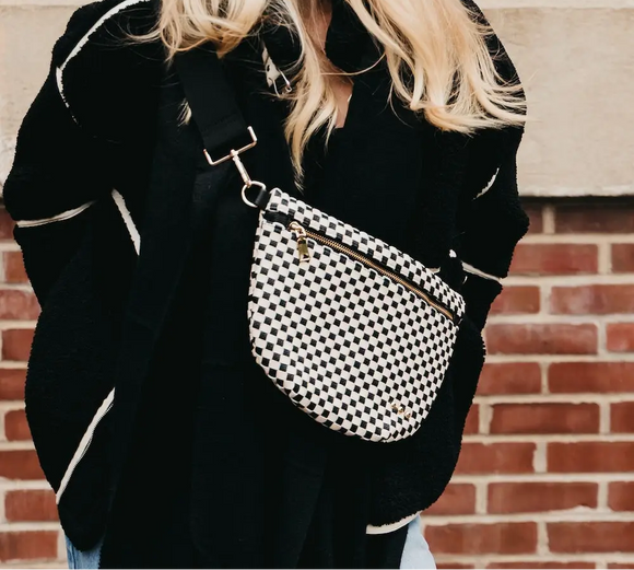 By Your Side Black + White Checkered Bum Bag