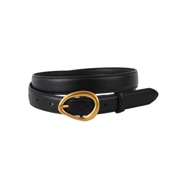 Hello Charlie Black Leather Belt