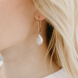 Testify Dainty Pearl + Gold Hoop Earrings