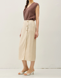 Lyla Linen Blend Midi Wrap Skirt - 2 colors