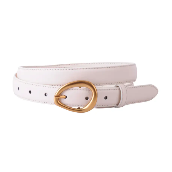 Hello Charlie Beige Leather Belt