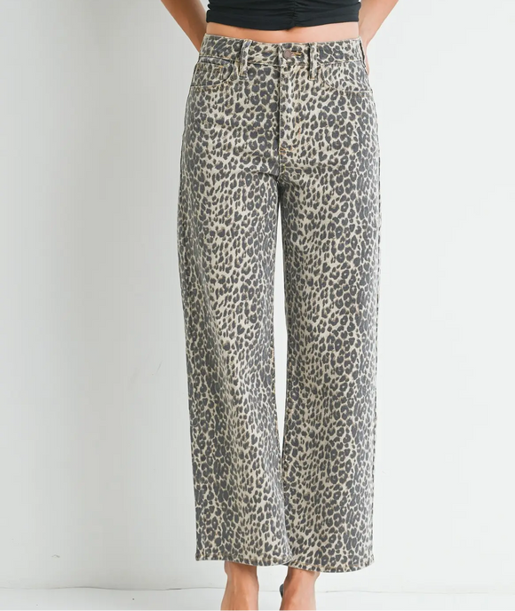 Elevate Leopard Vintage Straight Leg Jeans