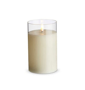 3.5x6 Clear Glass Ivory Pillar Candle