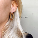 18K Gold 30mm Twisted Tube Earrings