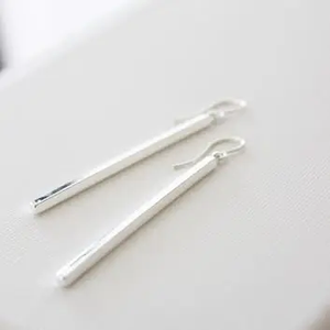 Sterling Silver Long Bar Earrings