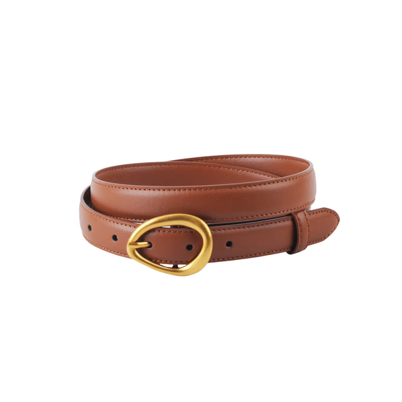 Hello Charlie Tan Leather Belt