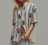 You're Worth It Embroidered Linen Resort Shirt