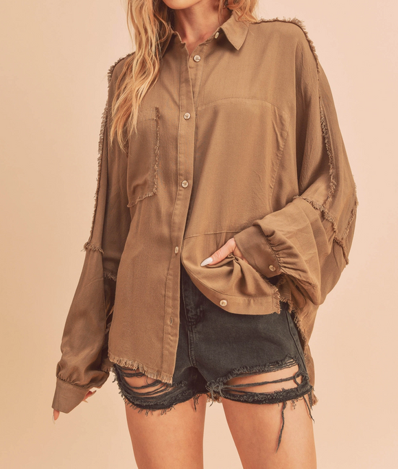 Delilah Button Down : Mocha