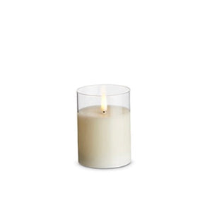 3x4 Clear Glass Ivory Pillar Candle