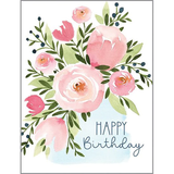 Pink Roses Happy Birthday Greeting Card