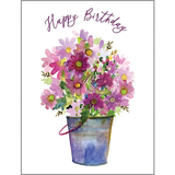 Happy Birthday Bucket of Flowers Greeting Card