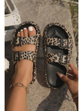 Livi Leopard Double Buckle Slides