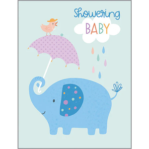 Umbrella Elephant Baby Shower Greeting Card