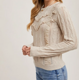 Pointelle Frill Sweater