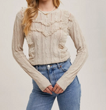 Pointelle Frill Sweater