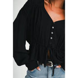Mandy Button Peplum Blouse