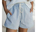 On Tour Drawstring Denim Shorts