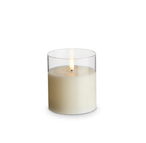 3.5x4 Clear Glass Ivory Pillar Candle