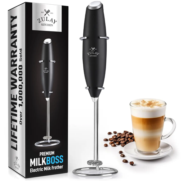 Black Handheld Milk Frother + Holster Stand