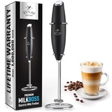Black Handheld Milk Frother + Holster Stand