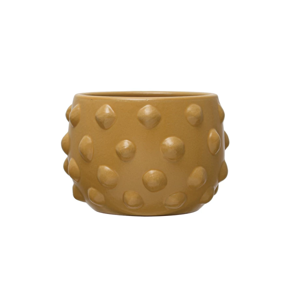 Mustard Raised Dot Terracotta Planter