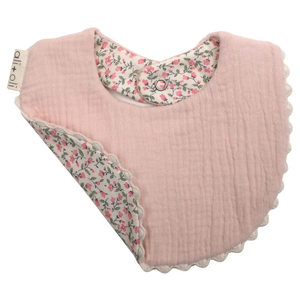 Pink Flowers Muslin Cotton Baby Bib