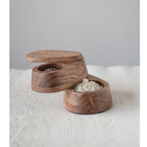 Acacia Wood Salt + Pepper Swivel Dish