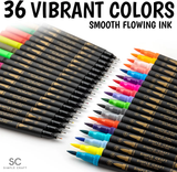 36 Colored Dual Tip Brush Pens