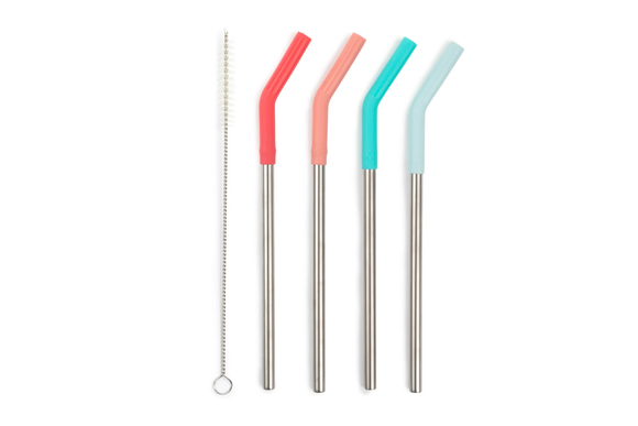 5pc Stainless Steel Straws with Flex Tips