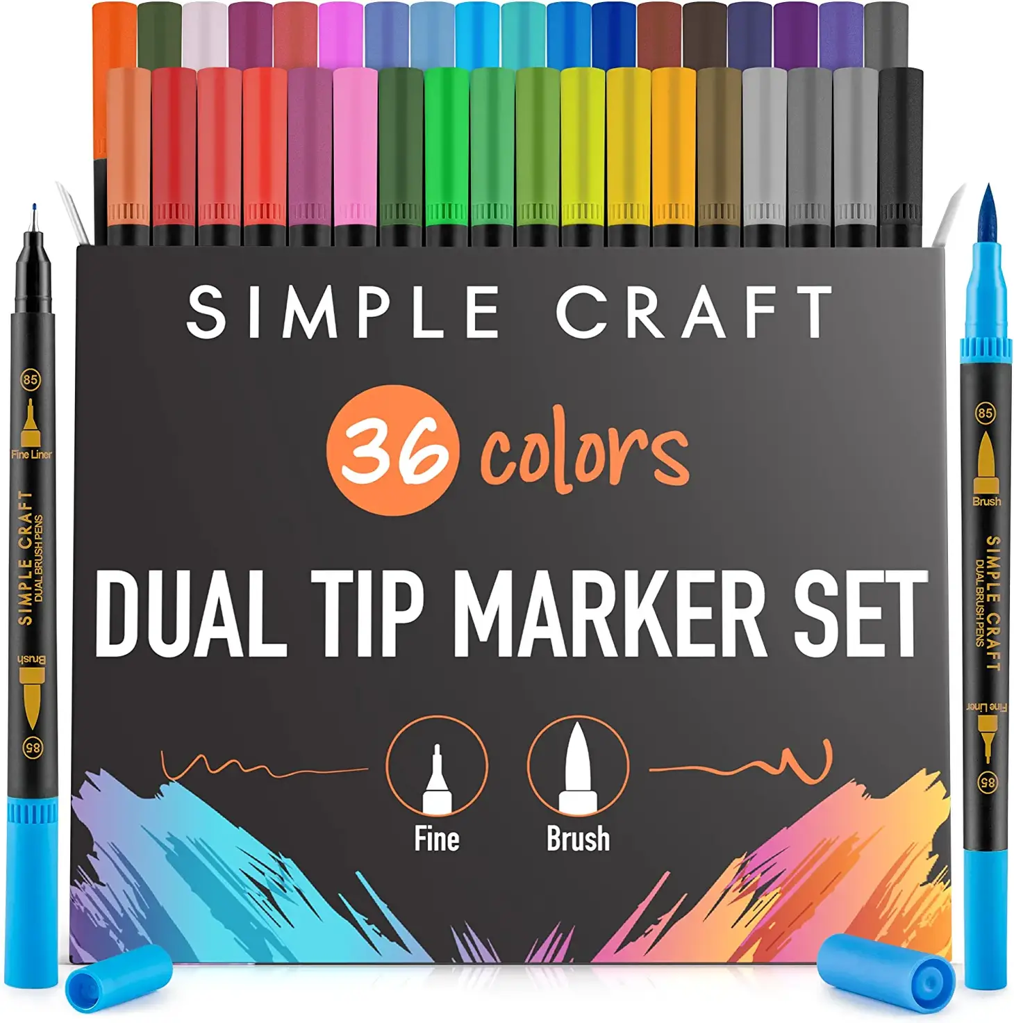 36 Colored Dual Tip Brush Pens – Main Street Floral + Goods