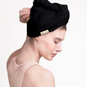 Black Microfiber Hair Towel