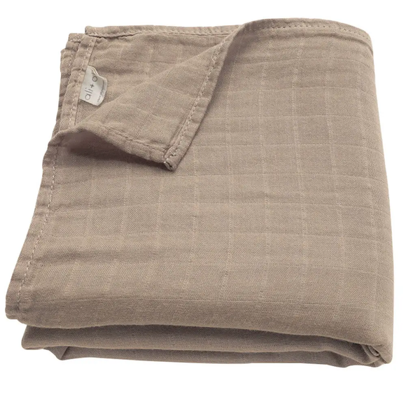 Hello Baby Taupe Muslin Swaddle Blanket