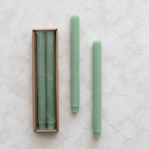 10" Mint Hobnail Taper Candle Set